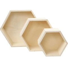 Drvene kutije za odlaganje 3 kom - heksagonalnog oblika