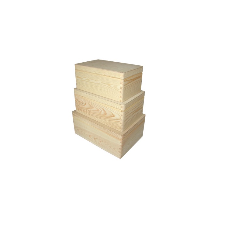 Set drvenih kutija sa poklopcem za dekorisanje - 3 kom 