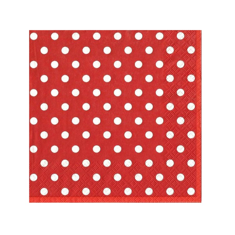 Salvete za dekupaž - Crvena sa tačkicama - 1 kom 