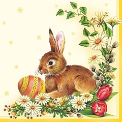 Salveta za dekupaž Easter Egg and Hare Yellow - 1kom