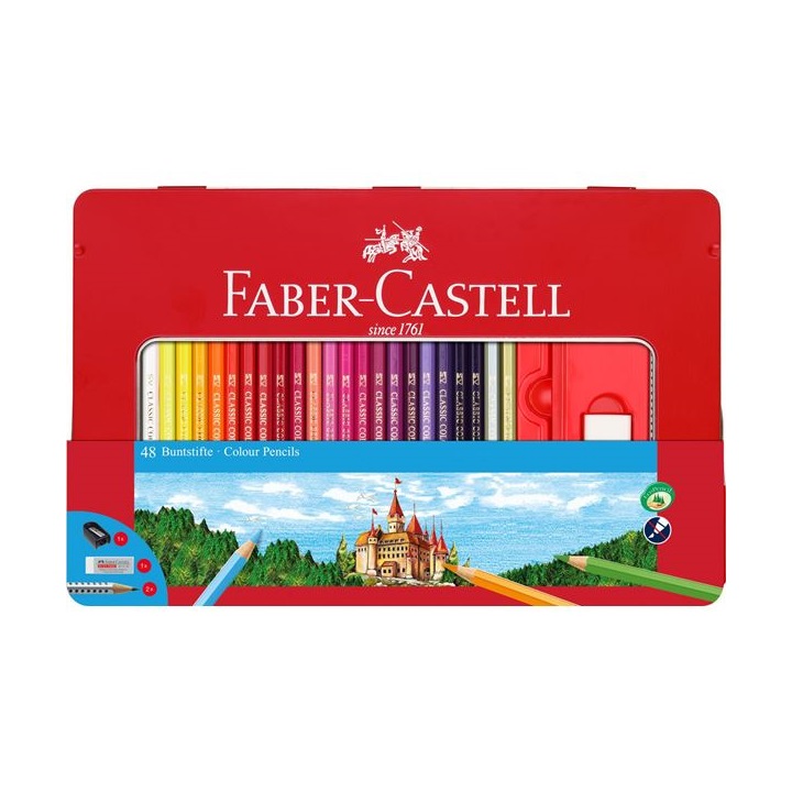 Bojice Faber-Castell set od 48 boja u metalnoj kutiji sa otvorom