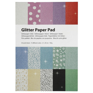 Glitter papir u boji A4 - set 30 kom