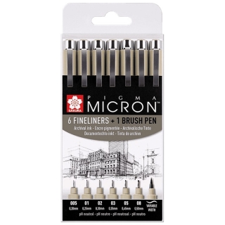 Set flomastera za tehničko crtanje SAKURA Pigma Micron   brush pen - 7 delni