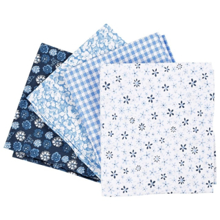 Tkanina za patchwork - plava - 4 kom - 45 x 55 cm