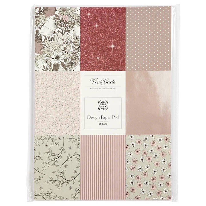 Papir za Scrapbooking A4 Vivi Gade - roze tonovi - set od 24 lista